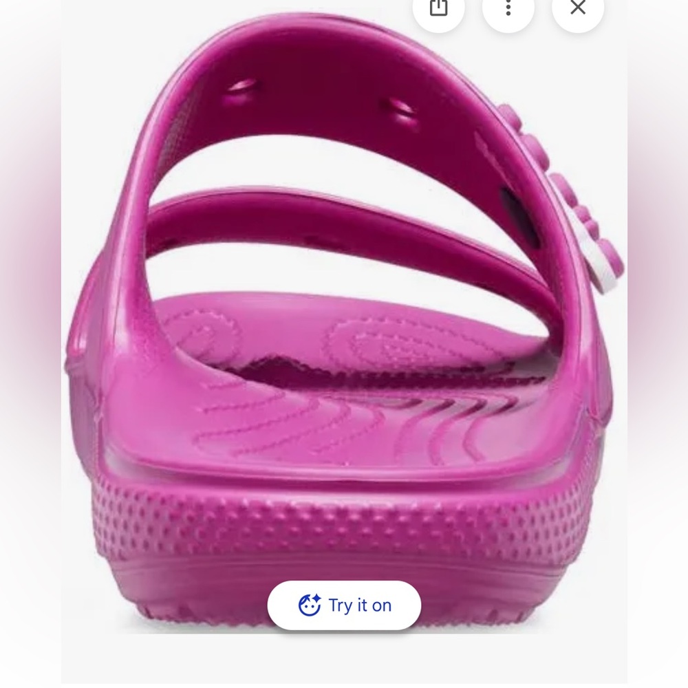 NWT! Crocs Fuchsia Fun Classic Sandals. Women’s Size 9. Includes 2 Charms. - Picture 5 of 16
